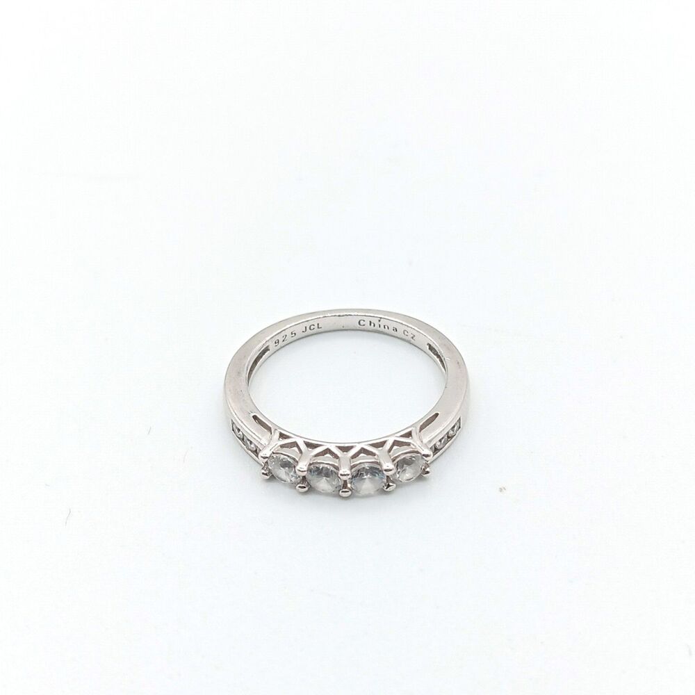 JCL Sterling 4-Stone CZ Ring Size 5.75 Classic Wedding Engagement 925 Silver 2 g
